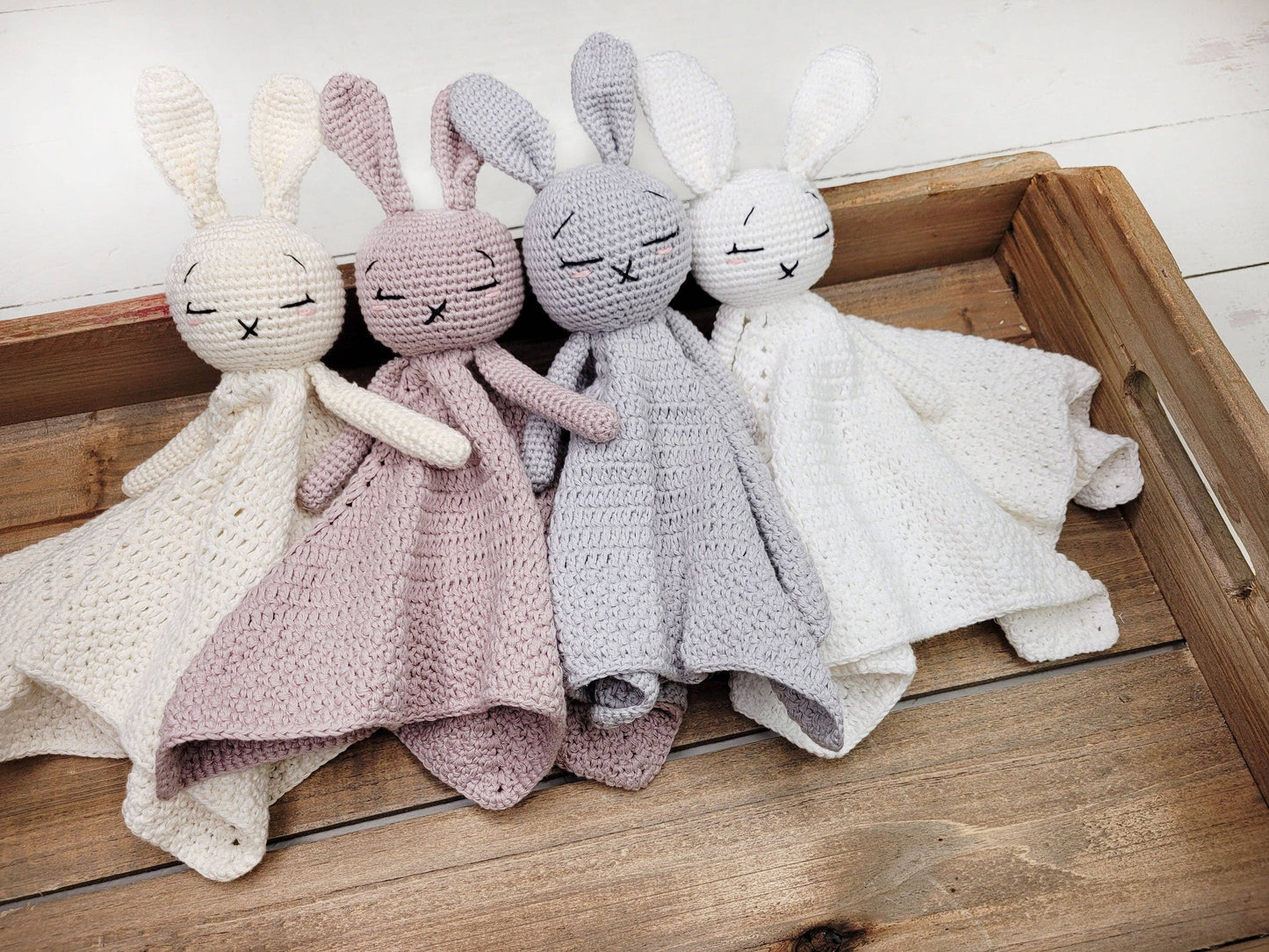 Olive and Cradle Crochet Bunny Blanket- Cream