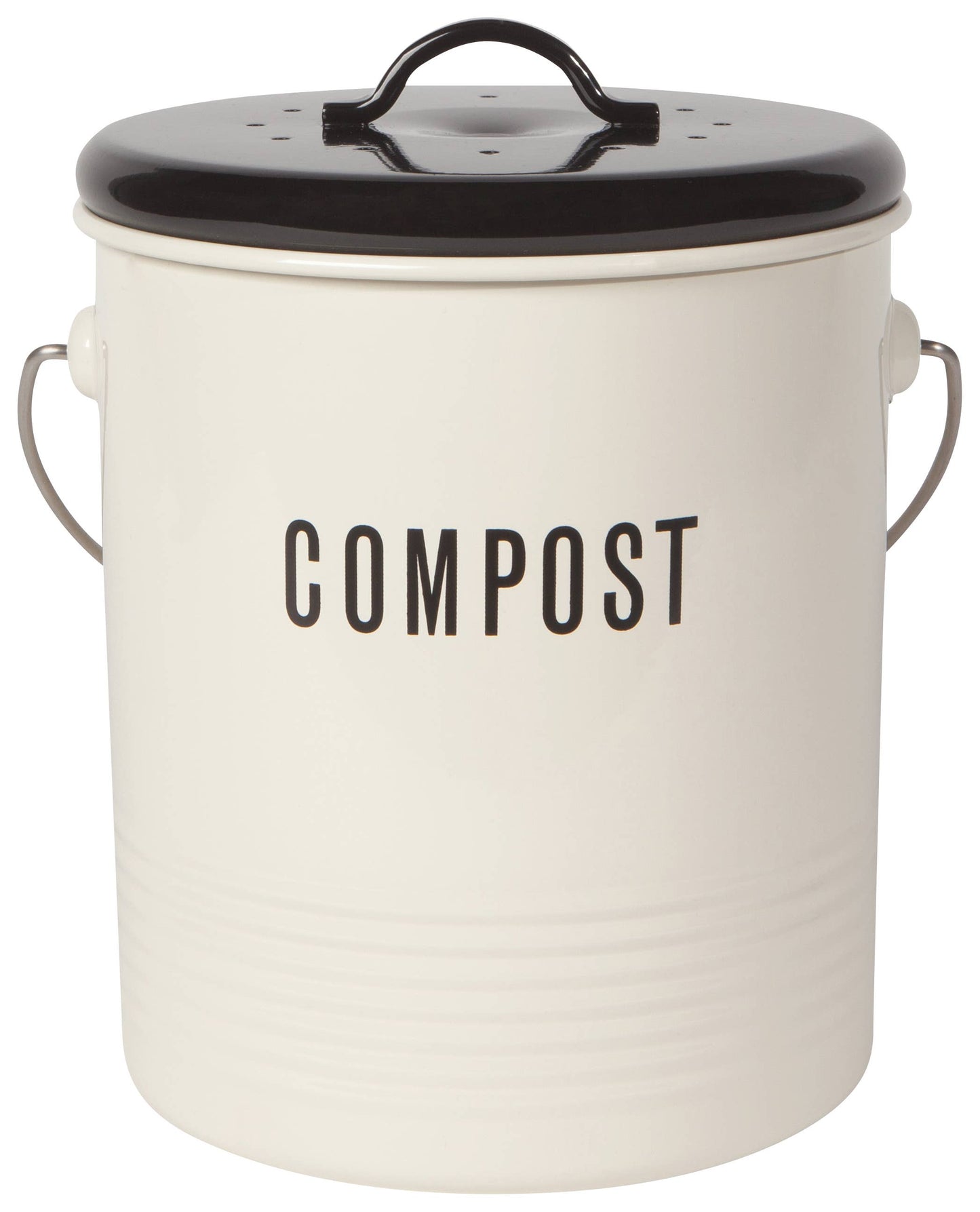 Steel Compost Bin Vintage Ivory 1.25 Gallon