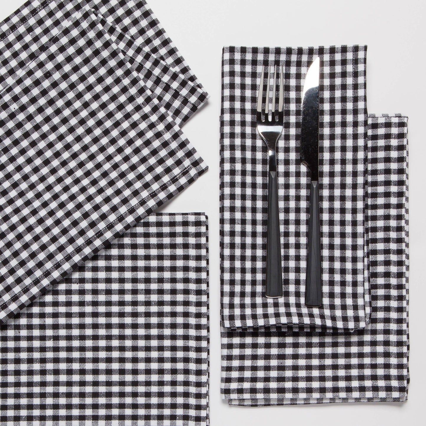 Recycled Cotton 2nd Spin Black Gingham Napkins Set of 4