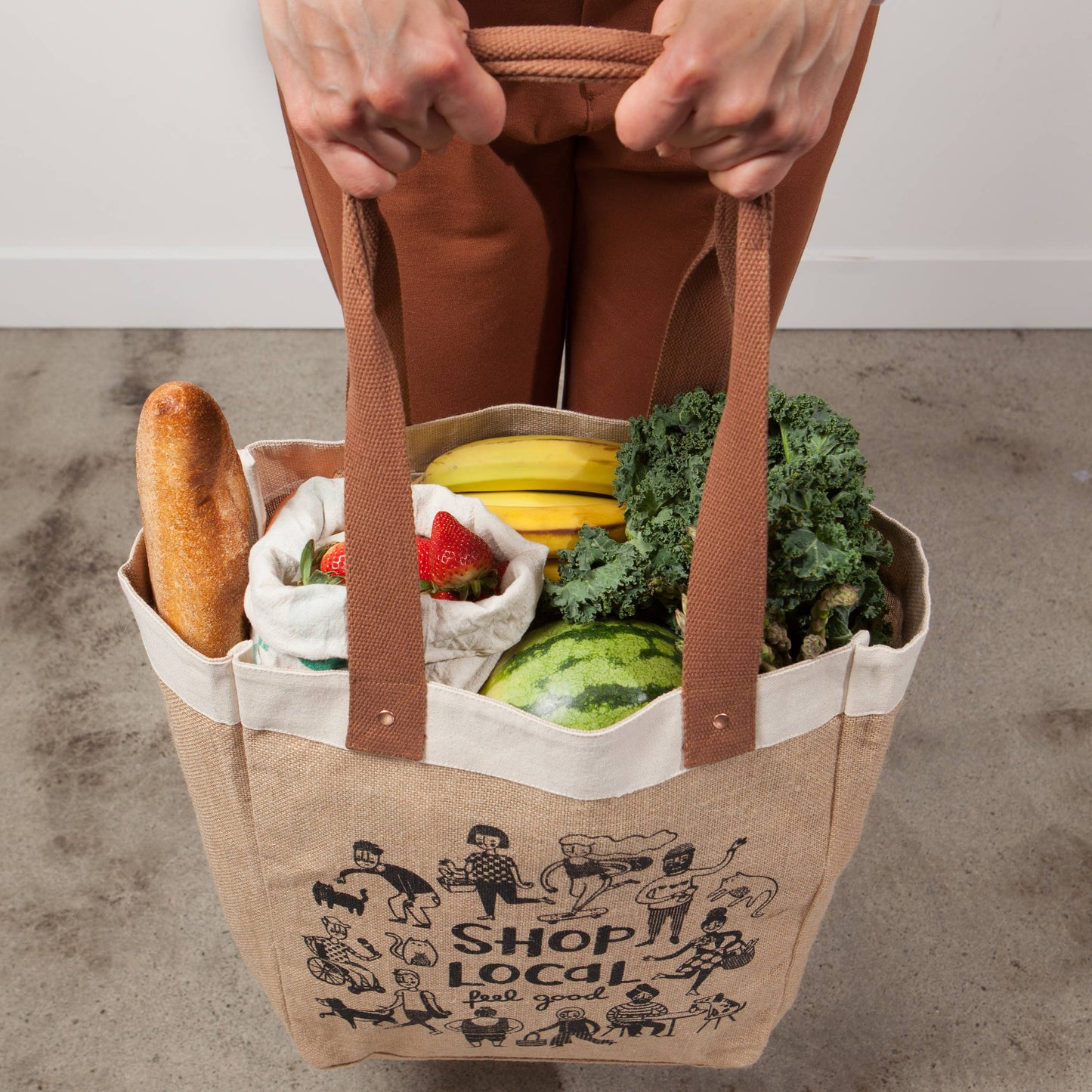 Shop Local Large Burlap Shopping Bag