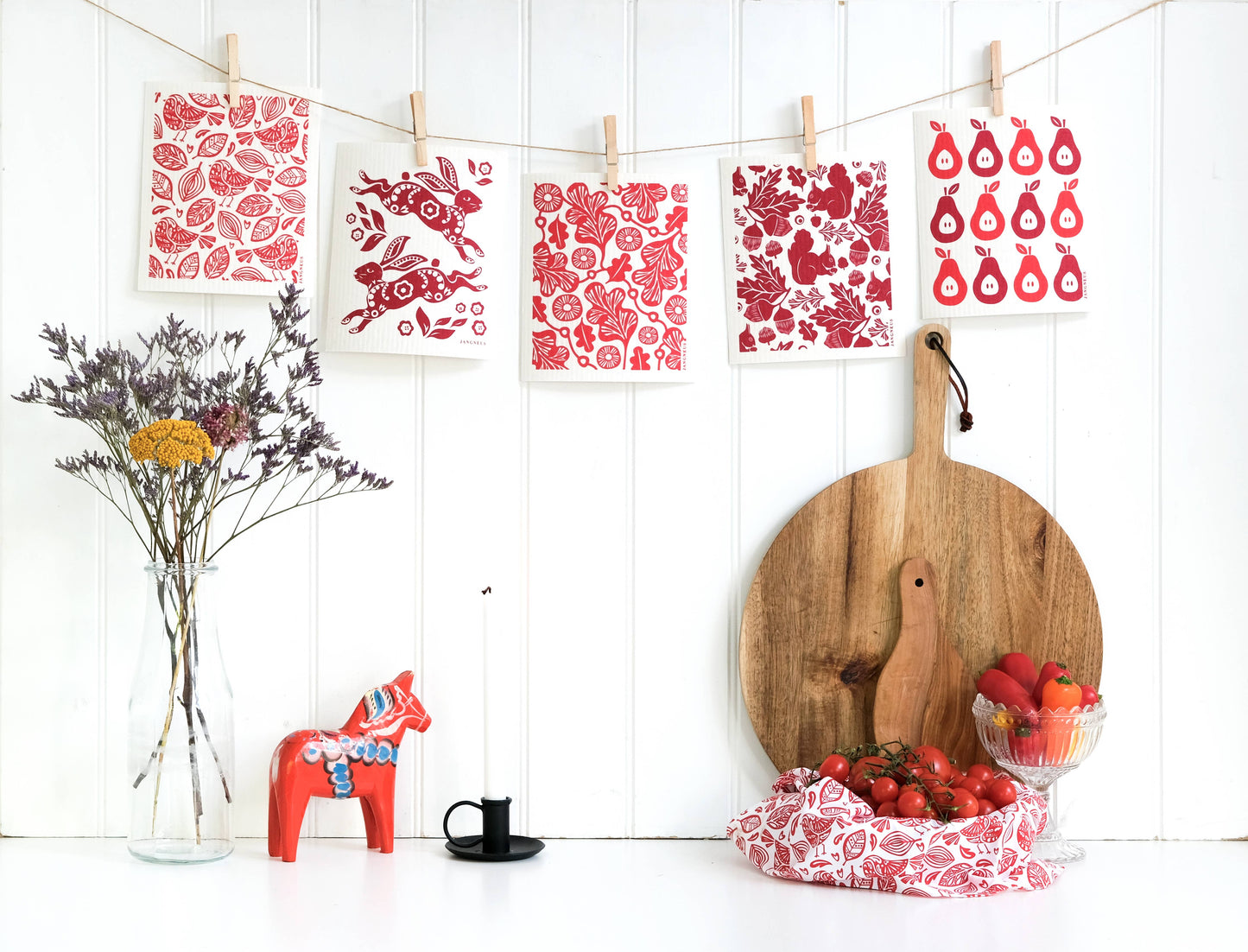 Swedish Dishcloth - Hare - Burgundy
