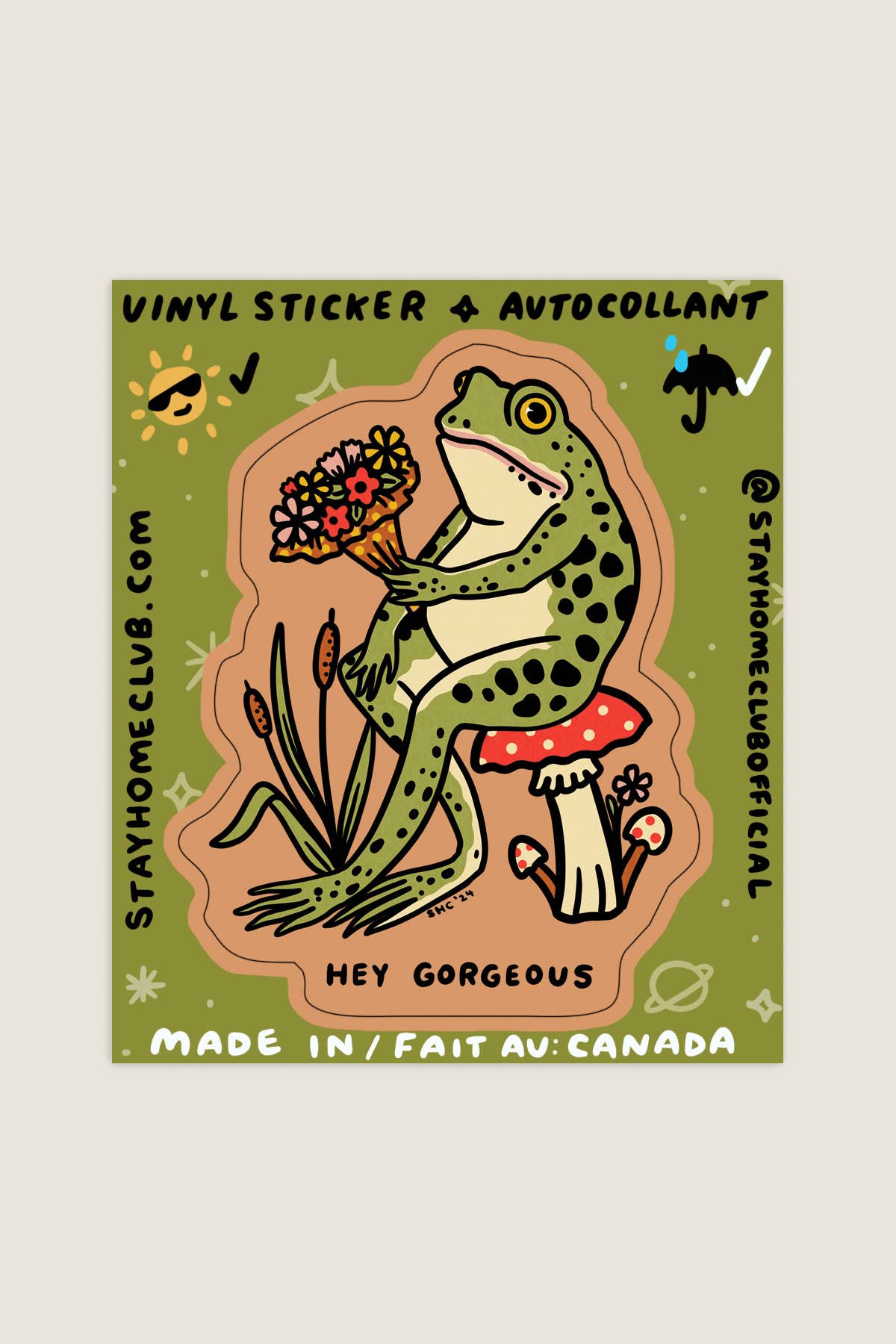 Stay Home Club Hey Gorgeous Vinyl Sticker
