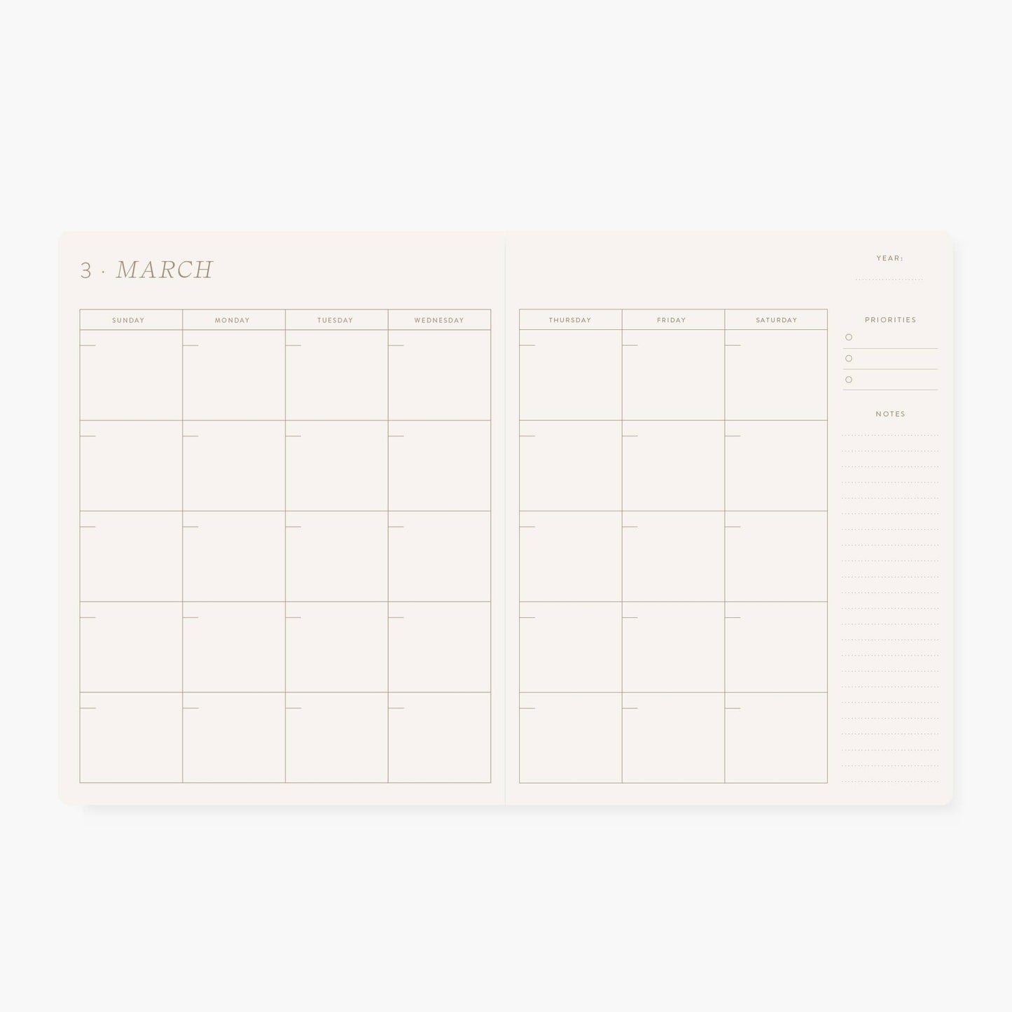 CAMELLIA | UNDATED MONTHLY PLANNER