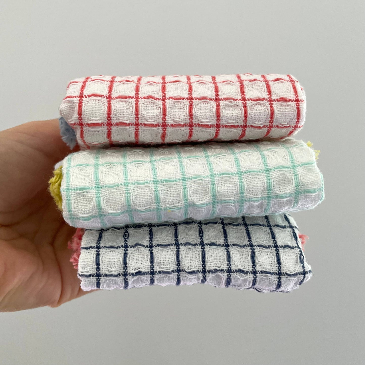 100% cotton waffle square bright fringe kitchen dishcloth