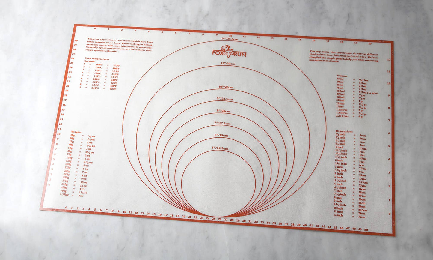 Fox Run Silicone Baking Mat with Measurements, 23.25" x 15.25"