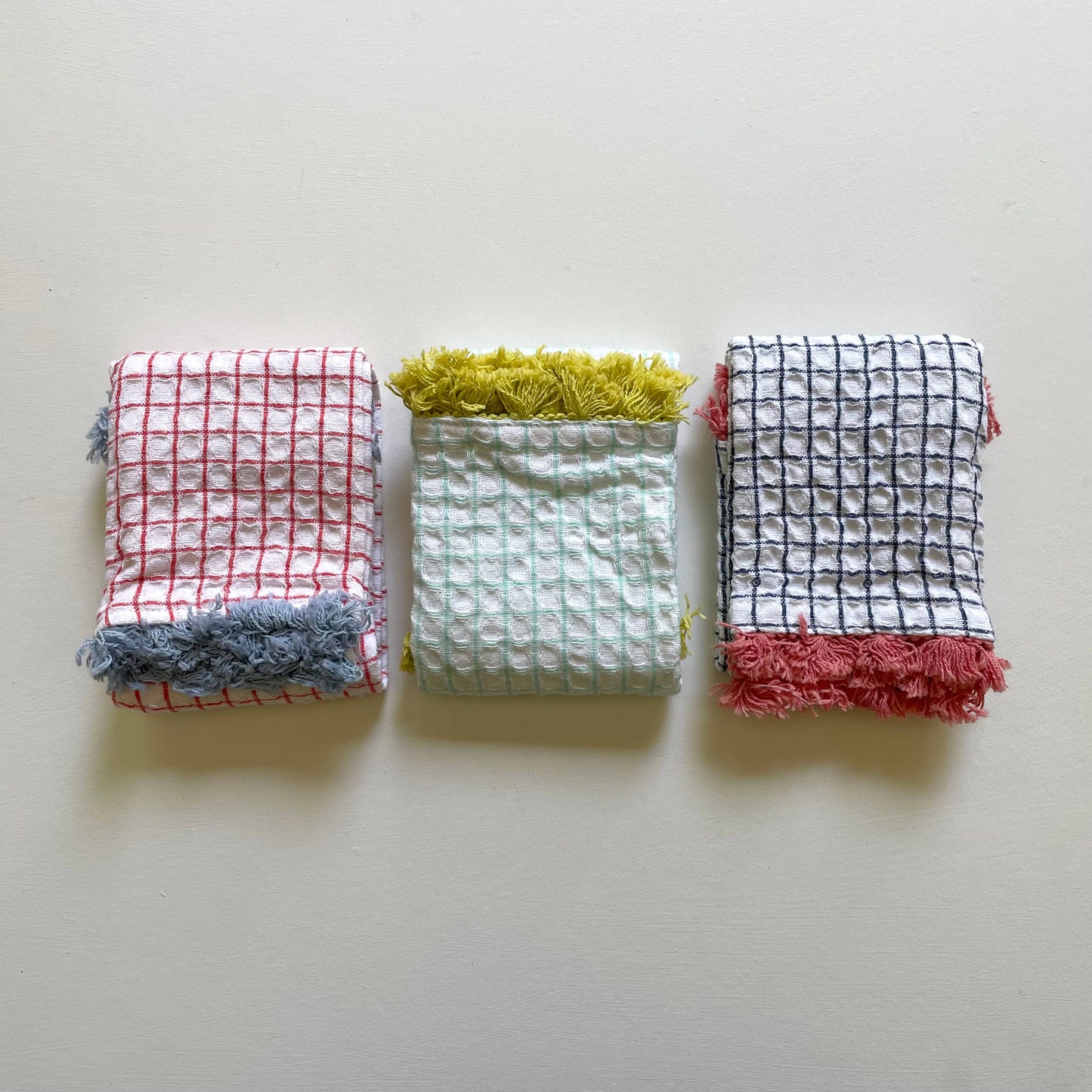 100% cotton waffle square bright fringe kitchen dishcloth