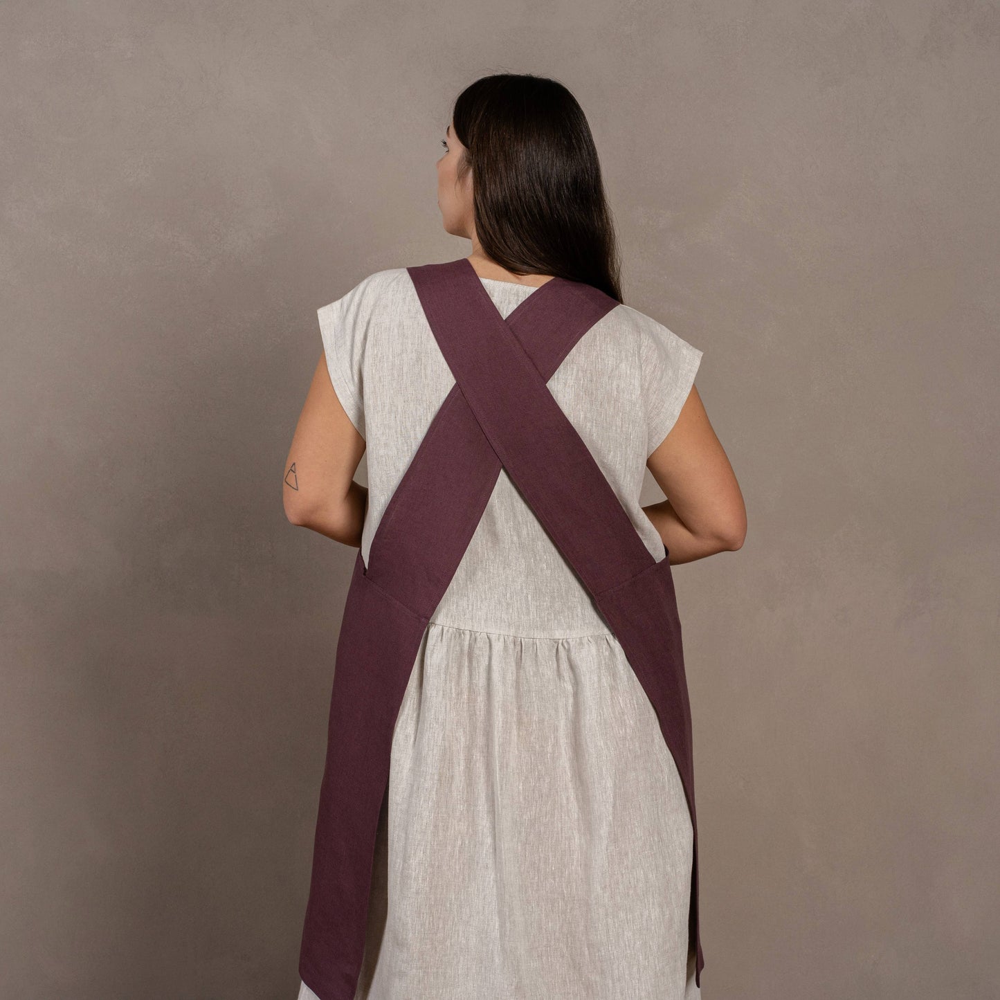 Linen Cross-Back Apron- Stone Green