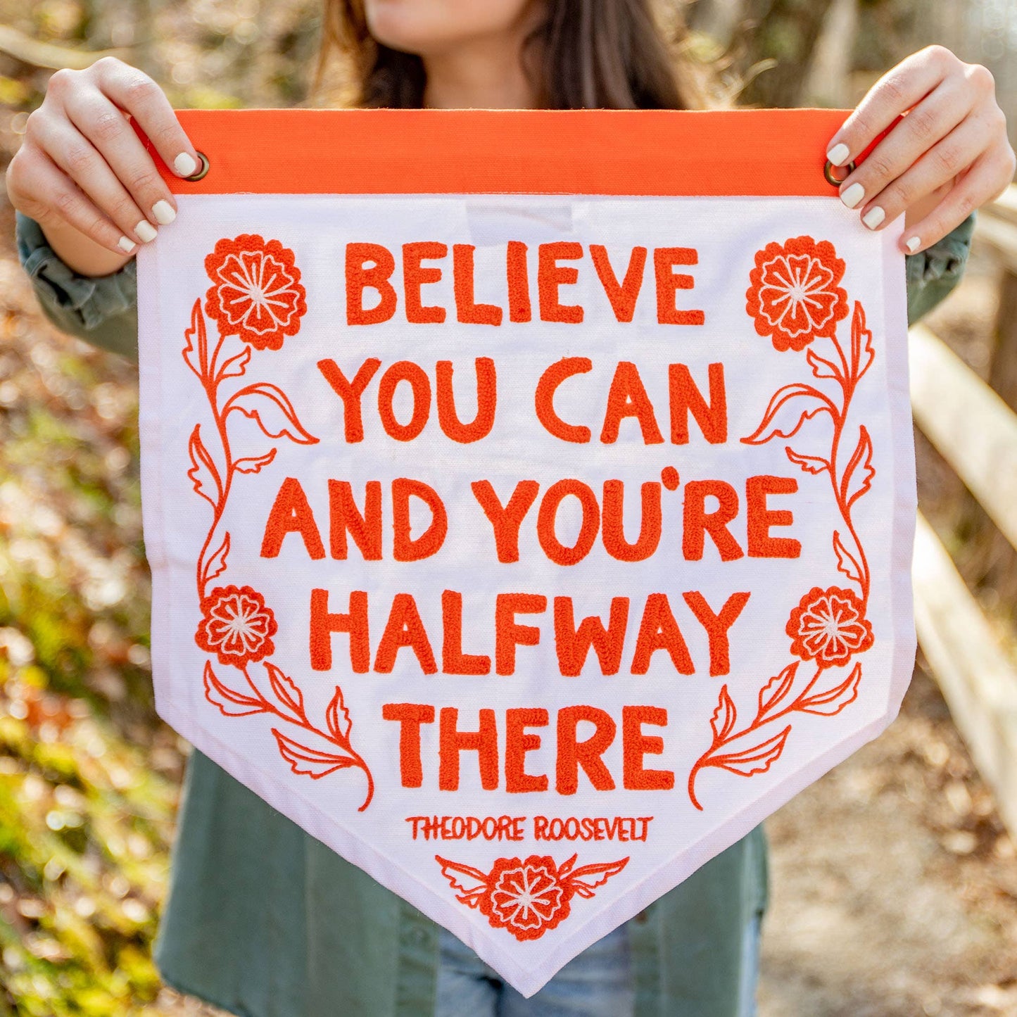 Believe You Can Embroidered Canvas Banner
