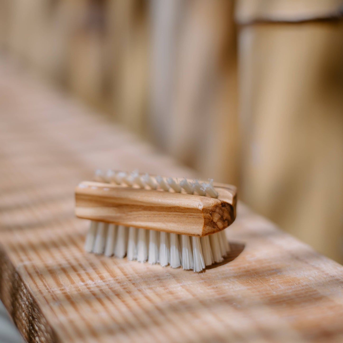 Travel Nail Brush- Olive Wood