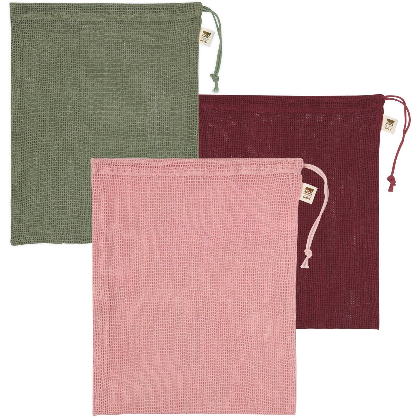 Le Marche Blush/Maroon/Green Mesh Produce Bags Set of 3