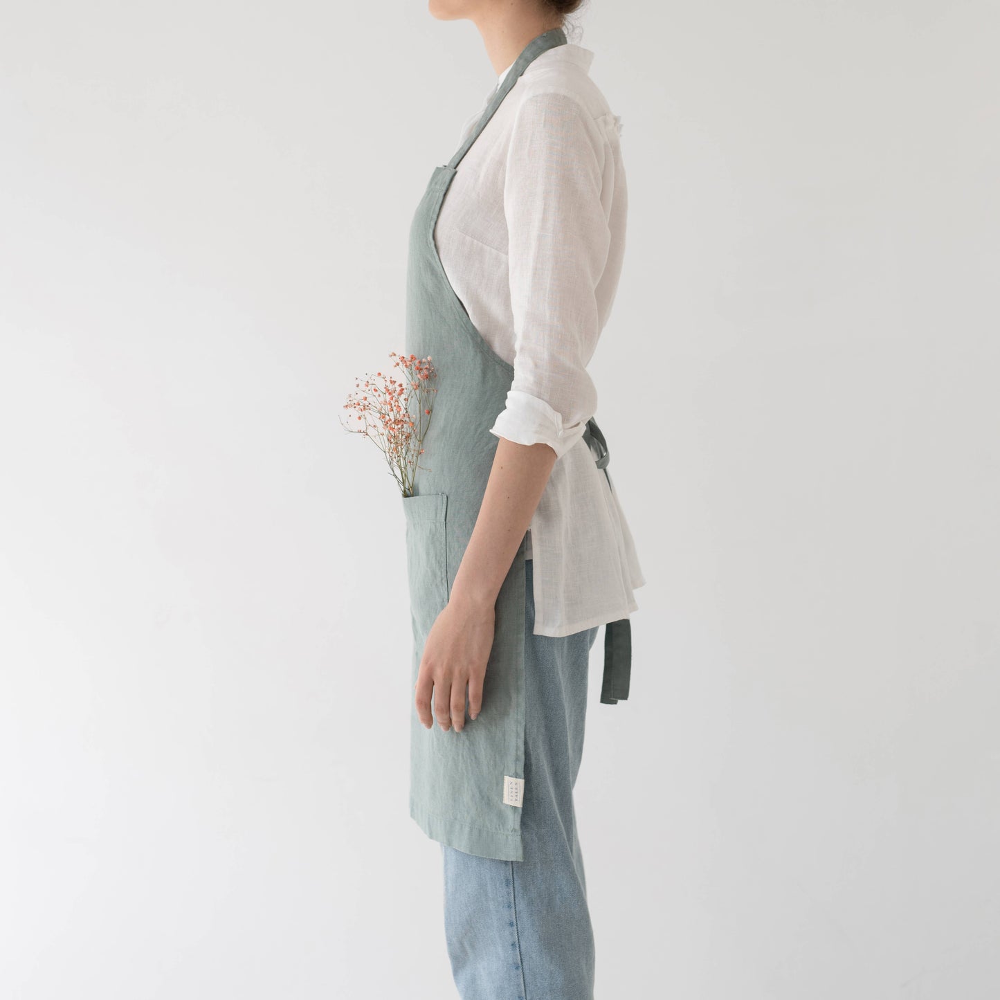 Linen Daily Apron- Green Milieu