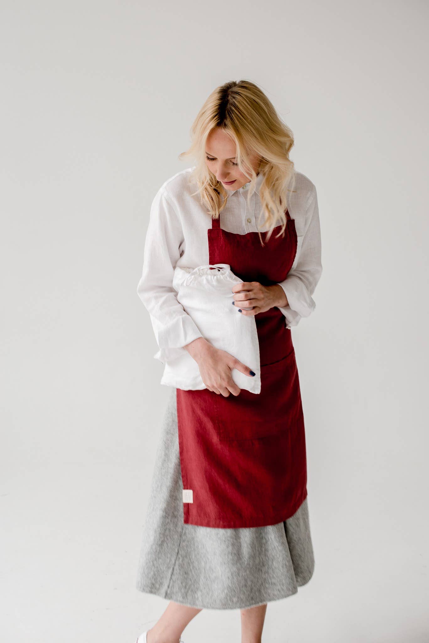 Linen Daily Apron- Red Pear