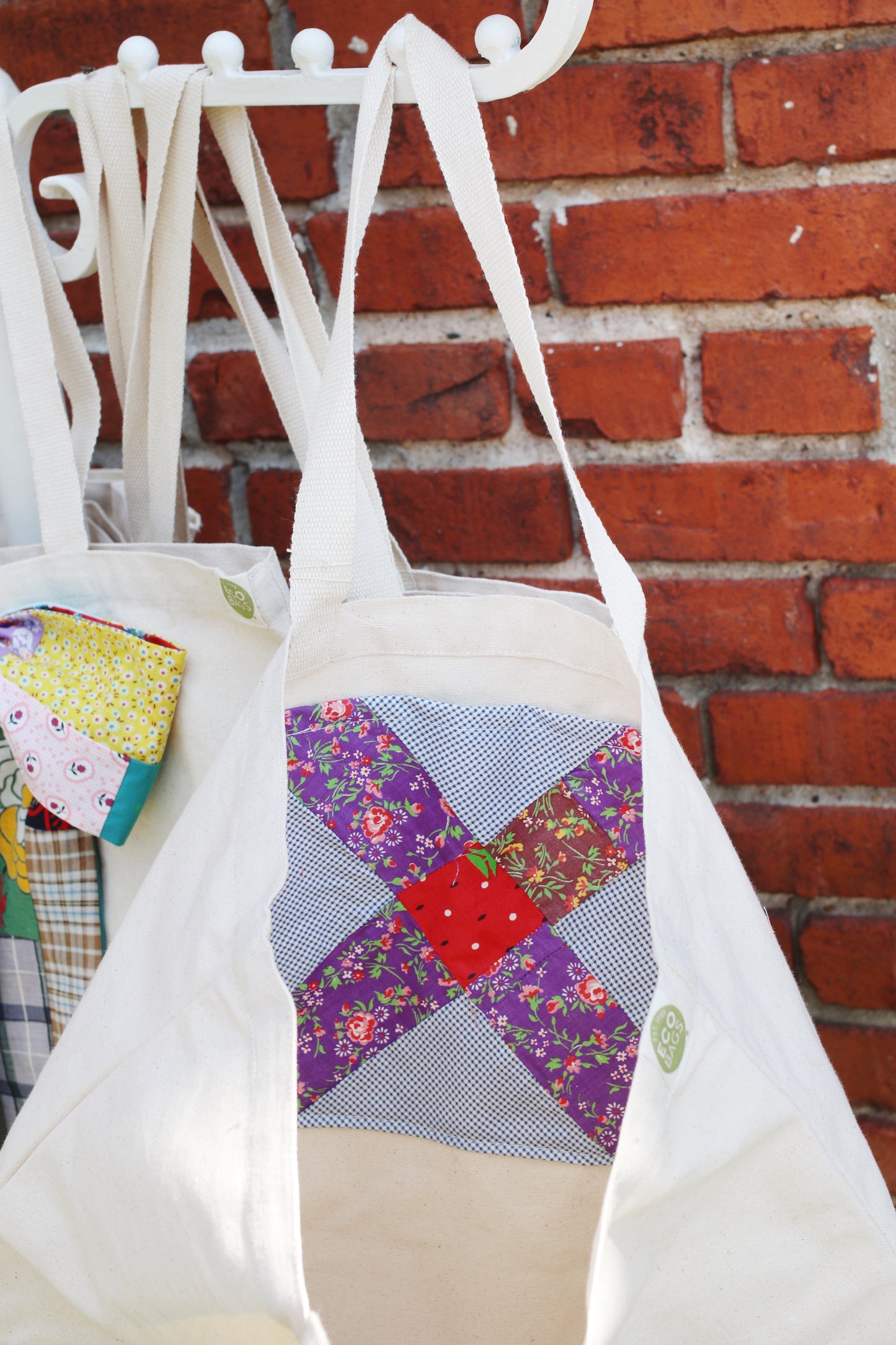 Custom Recycled Cotton Reusable Shopping Tote Bag with Removable Bow