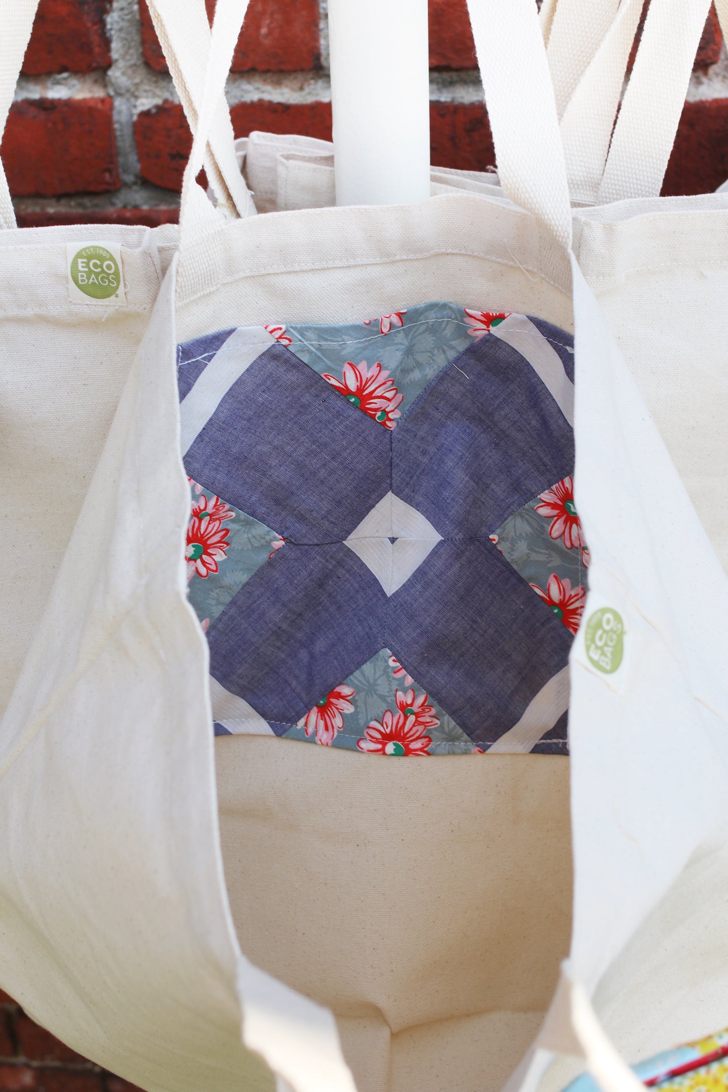 Custom Recycled Cotton Reusable Shopping Tote Bag with Removable Bow