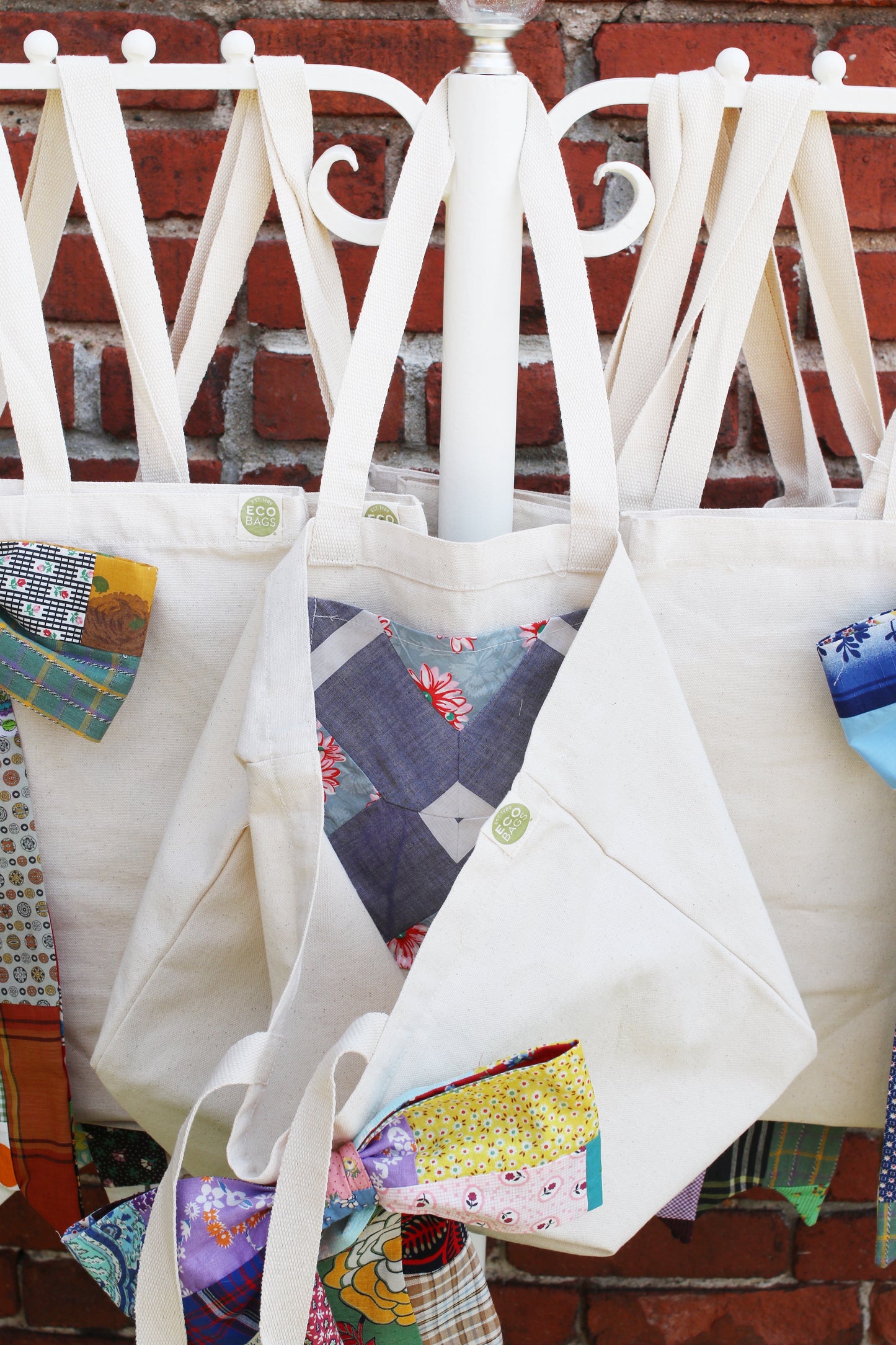 Custom Recycled Cotton Reusable Shopping Tote Bag with Removable Bow