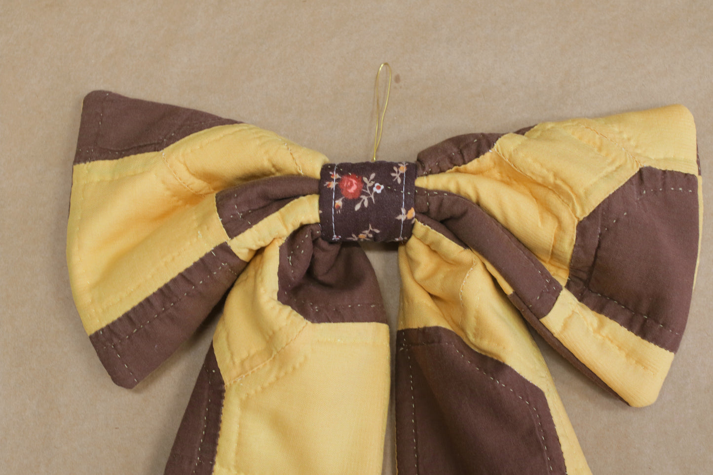 Quilt Bow- Brown and Yellow