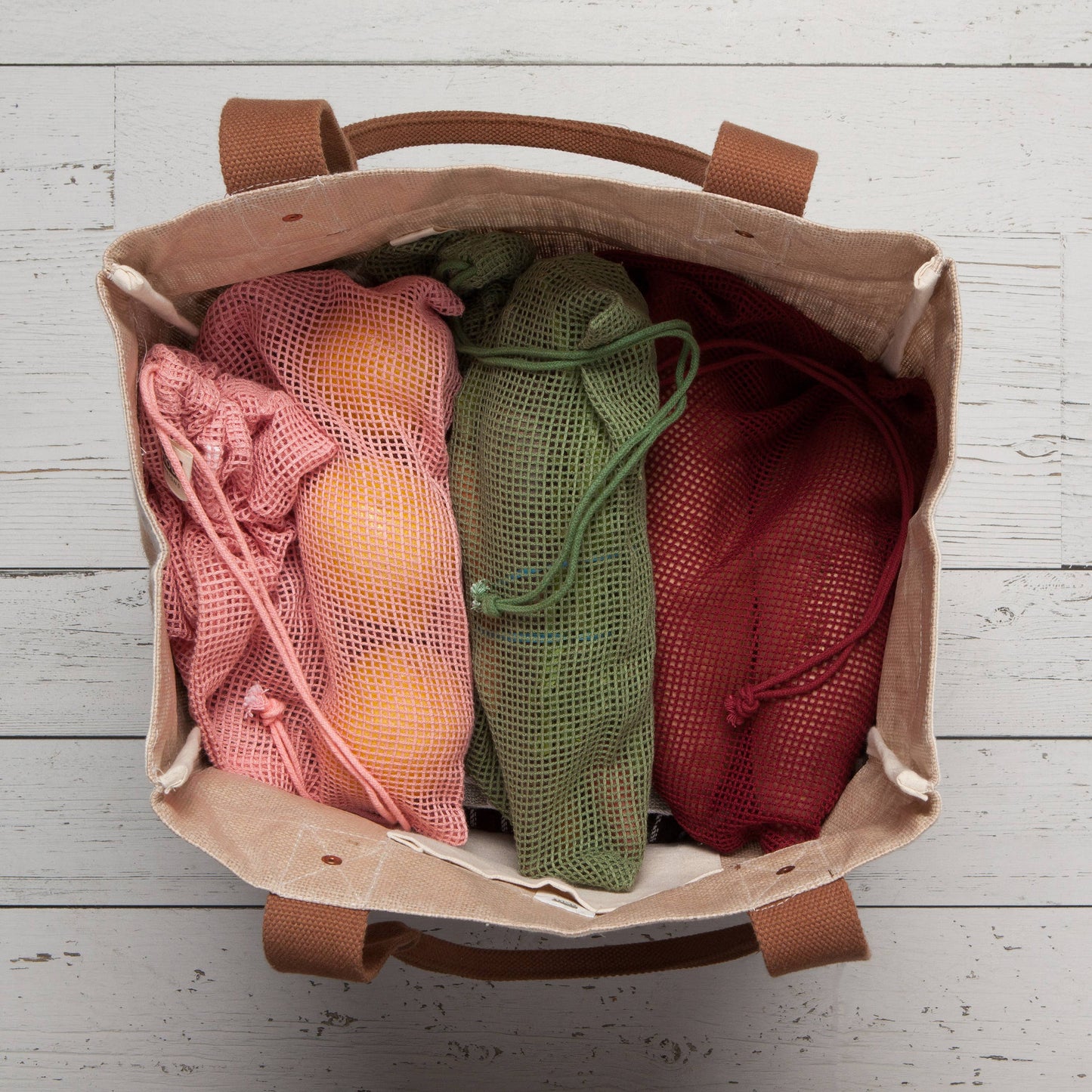 Le Marche Blush/Maroon/Green Mesh Produce Bags Set of 3