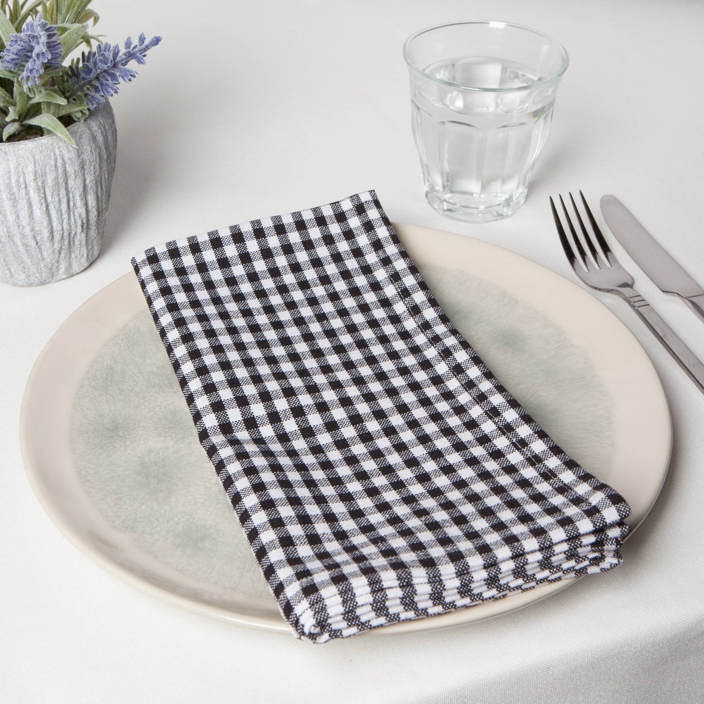 Recycled Cotton 2nd Spin Black Gingham Napkins Set of 4