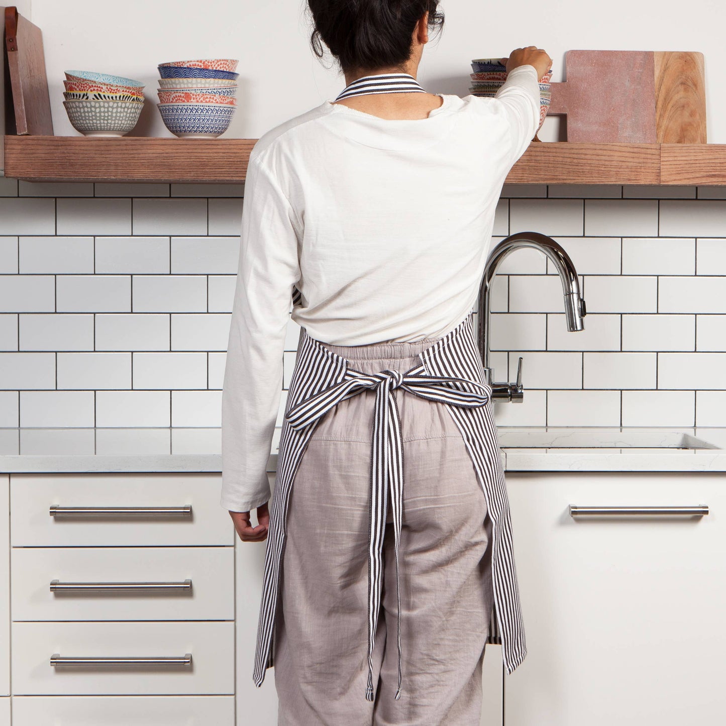 Narrow Black Stripe Chef Apron