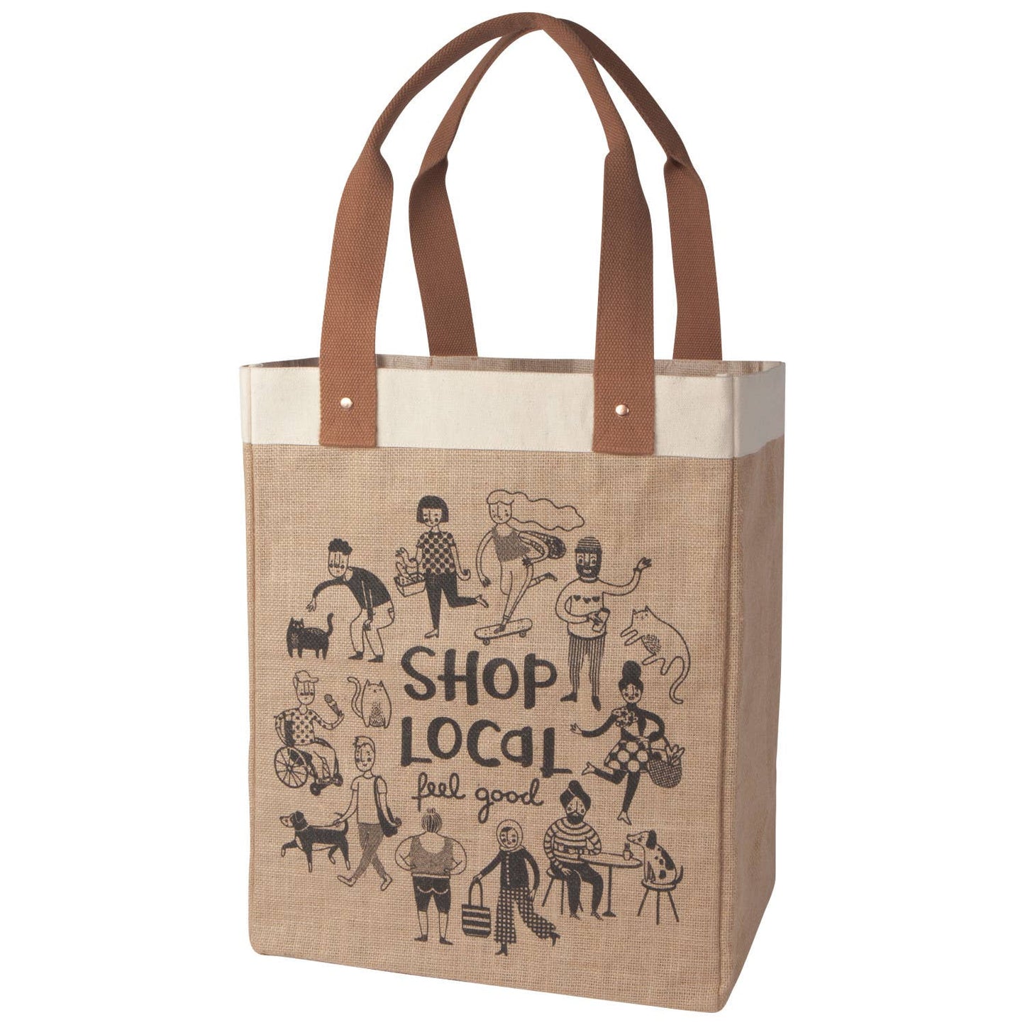 Shop Local Large Burlap Shopping Bag