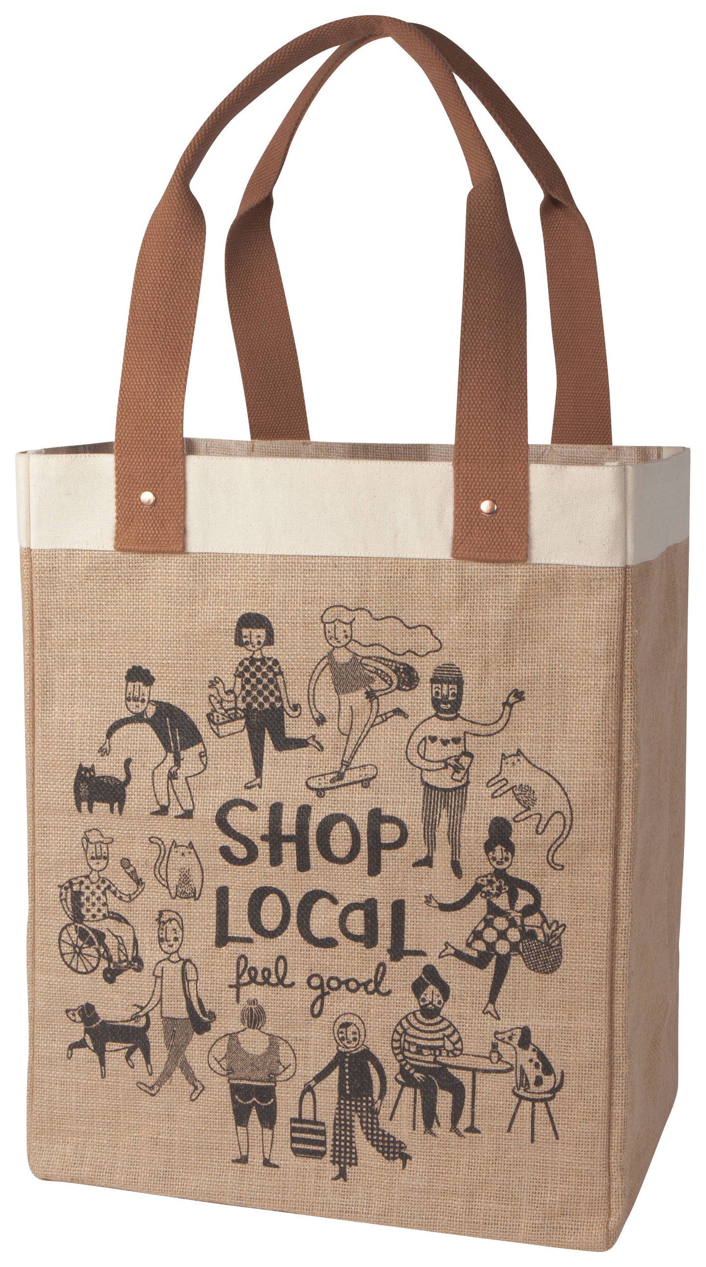 Shop Local Large Burlap Shopping Bag