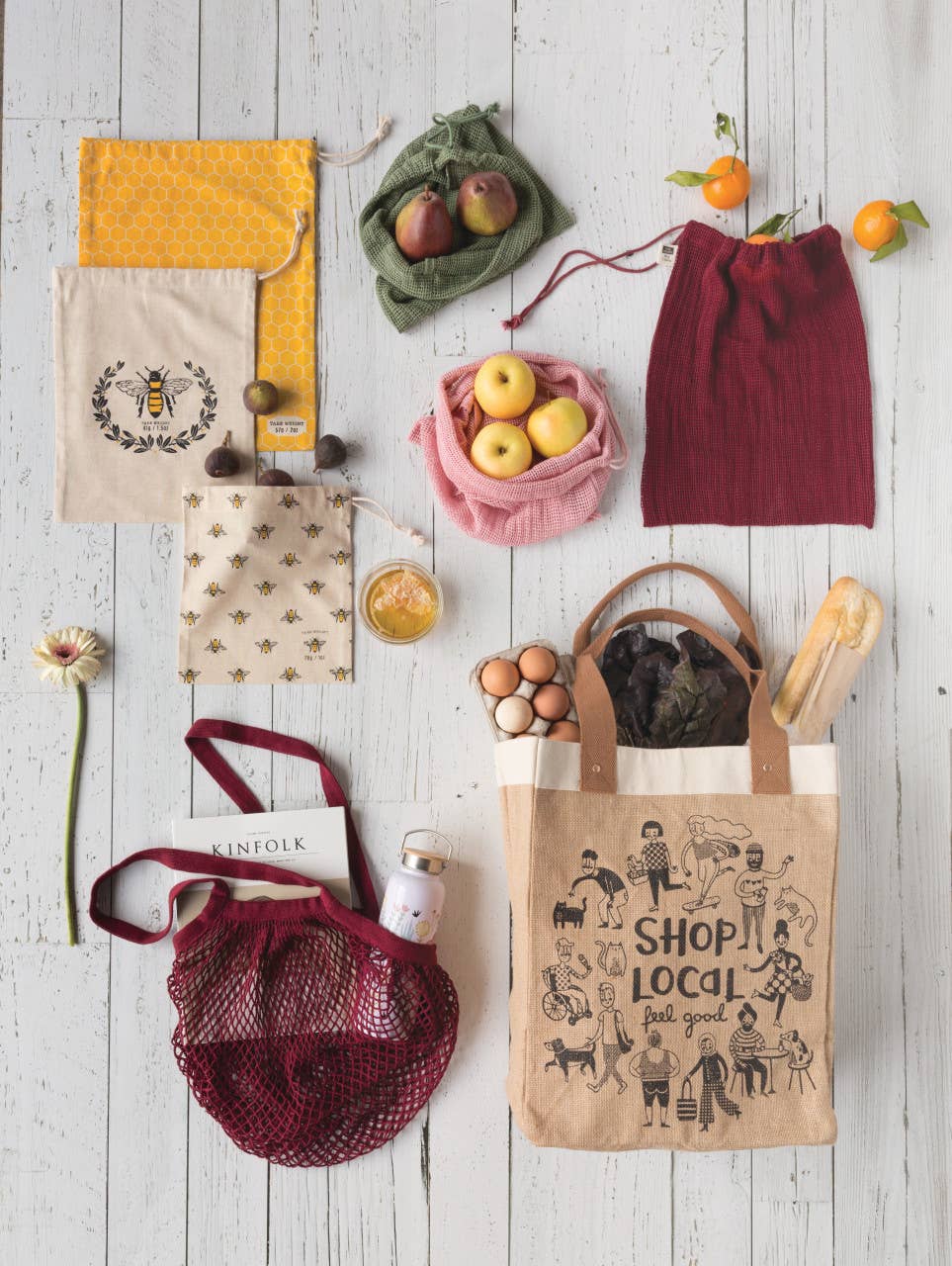 Shop Local Large Burlap Shopping Bag