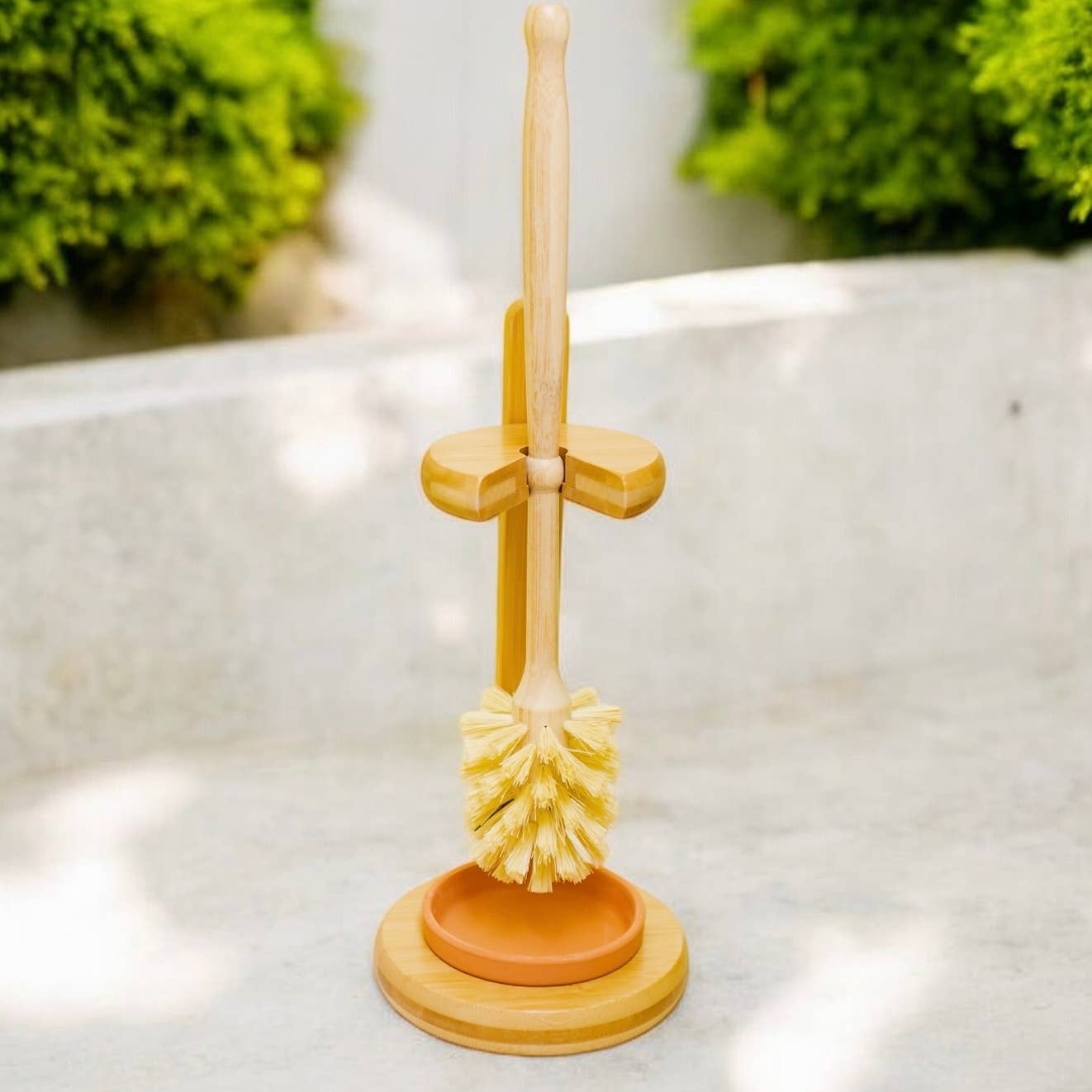 Bamboo Toilet Bowl Cleaner Brush & Stand