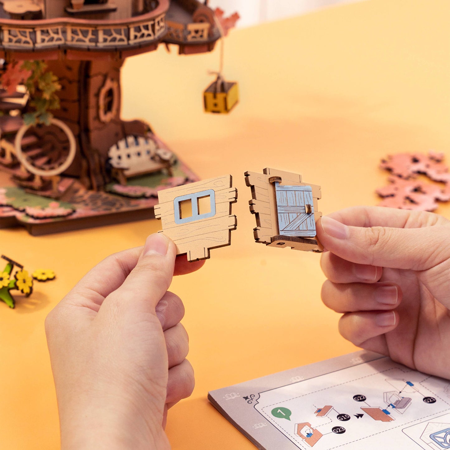 DIY Wooden Puzzle: Sakura Tree House