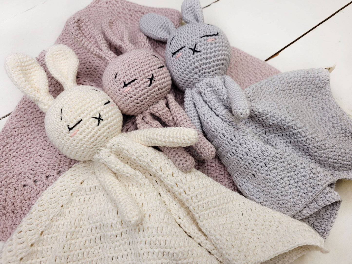 Olive and Cradle Crochet Bunny Blanket- Cream
