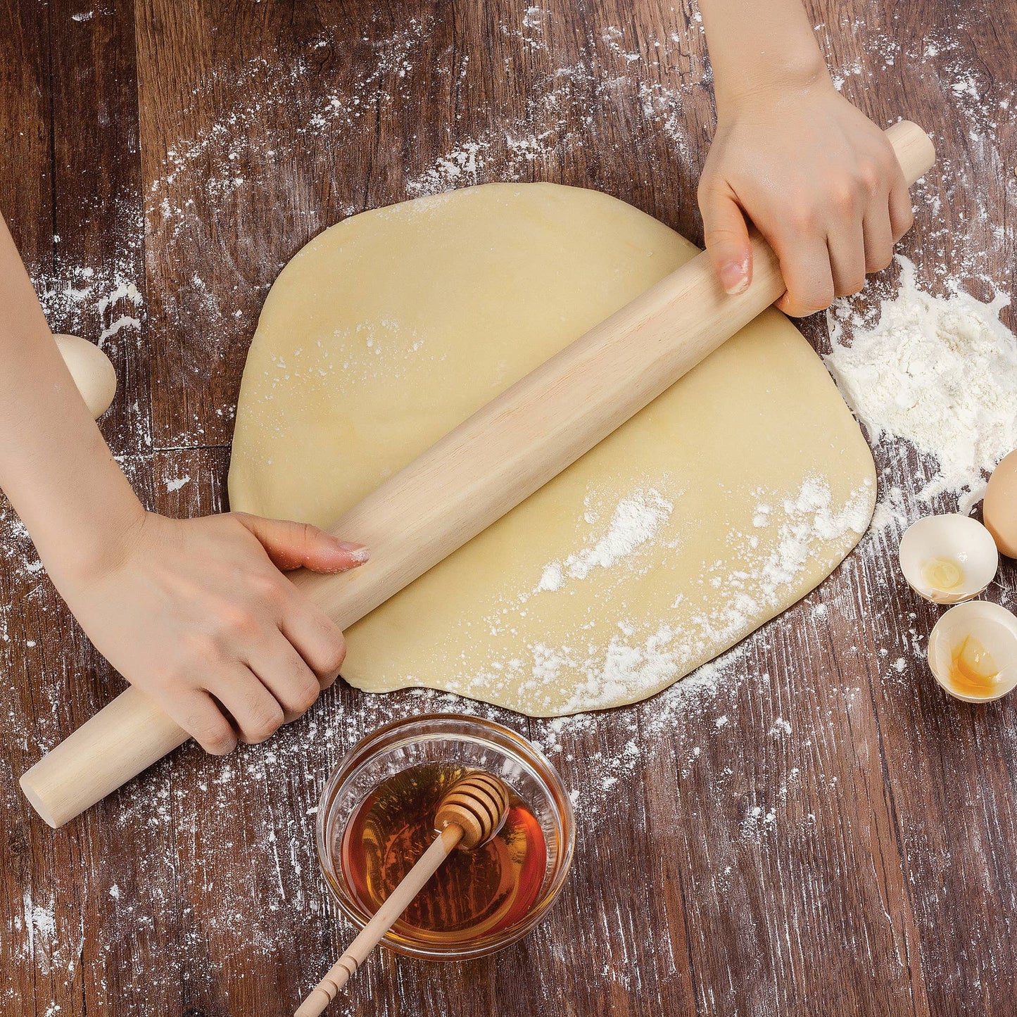 Fox Run Straight Rolling Pin with Tapered Ends, Wood- 20"