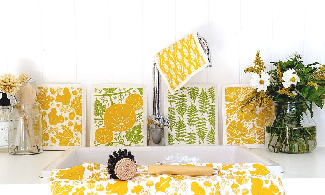 Swedish Dishcloth - Pumpkins - Ochre