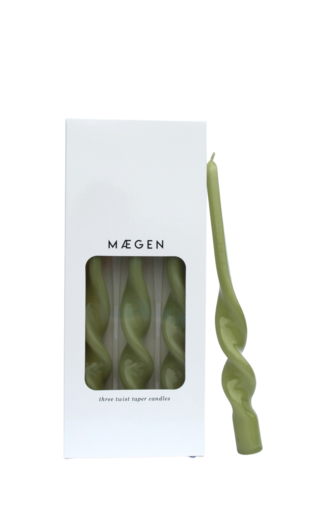MÆGEN Twist Taper Candles - 3 Pack - Leaf Green