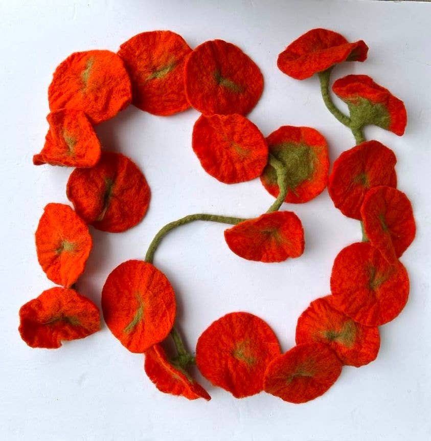 Felt Flower Vine Garland - Orange