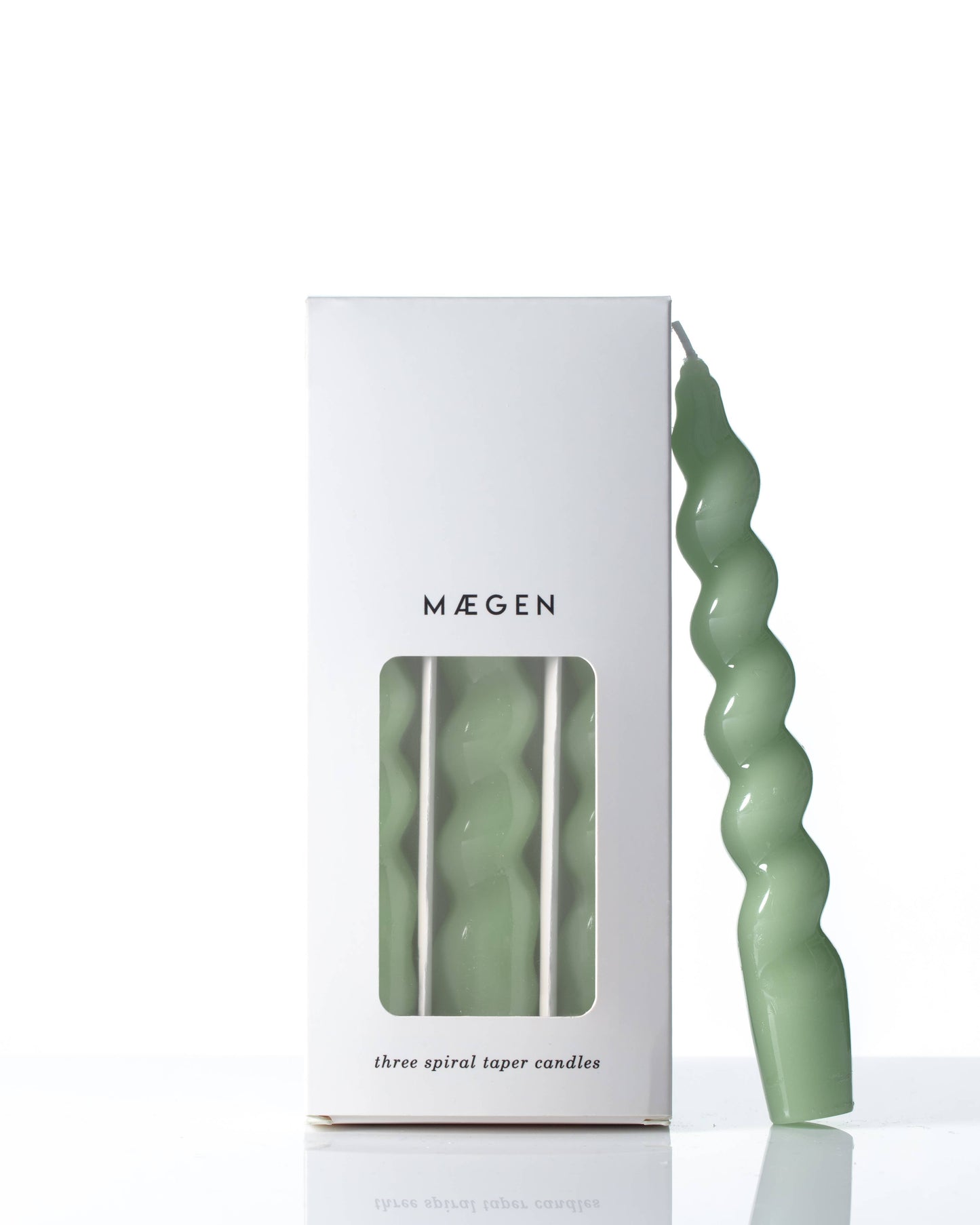 MÆGEN Spiral Taper Candles - 3 Pack - Sage