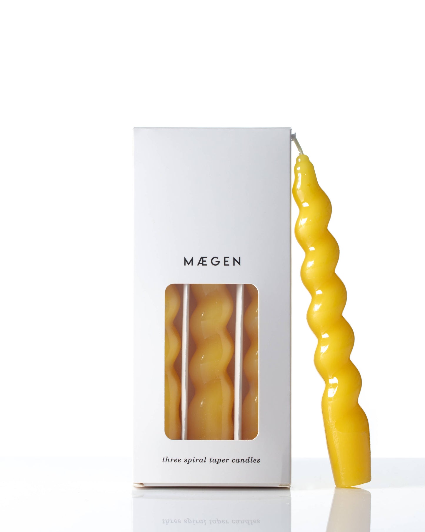 MÆGEN Spiral Taper Candles - 3 Pack - Yellow
