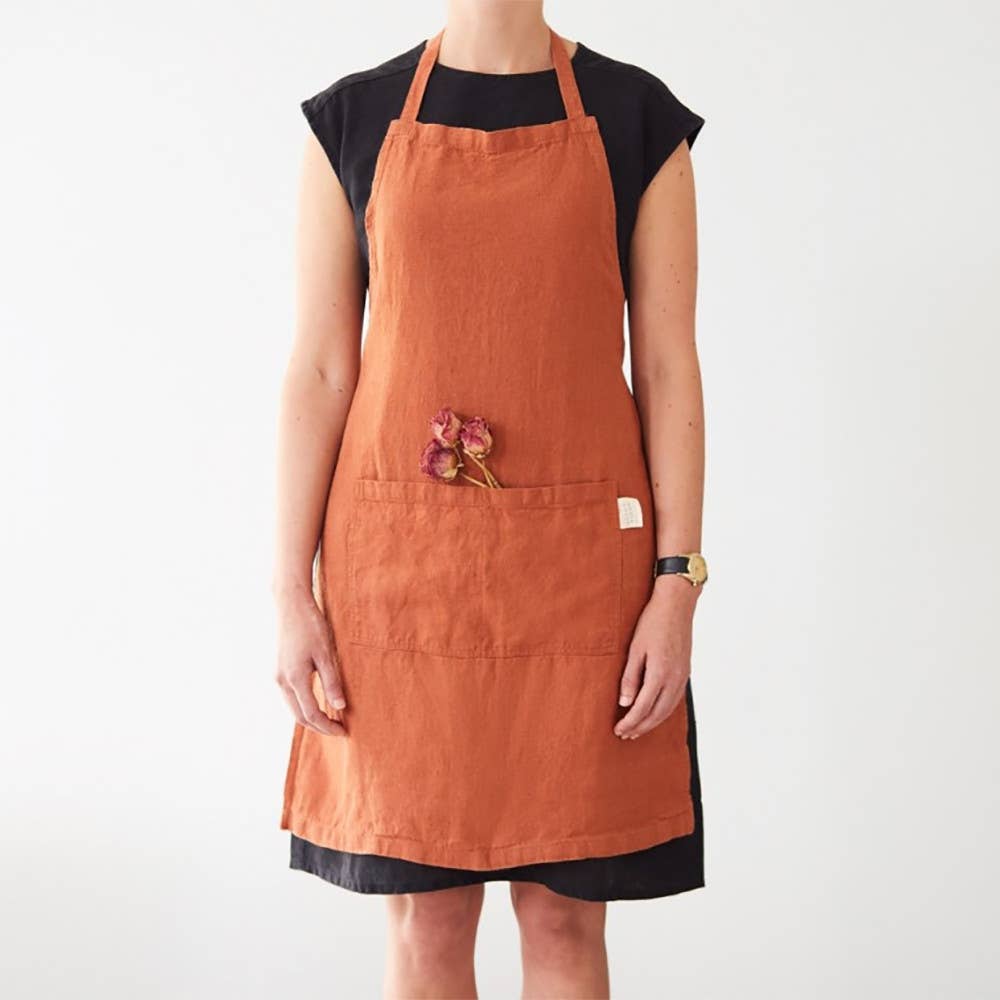Linen Daily Apron- Baked Clay