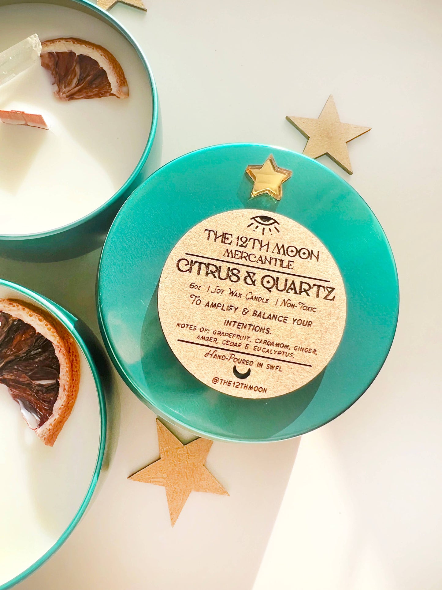 CITRUS & QUARTZ Coconut Wax Candle - Aromatherapy - Home