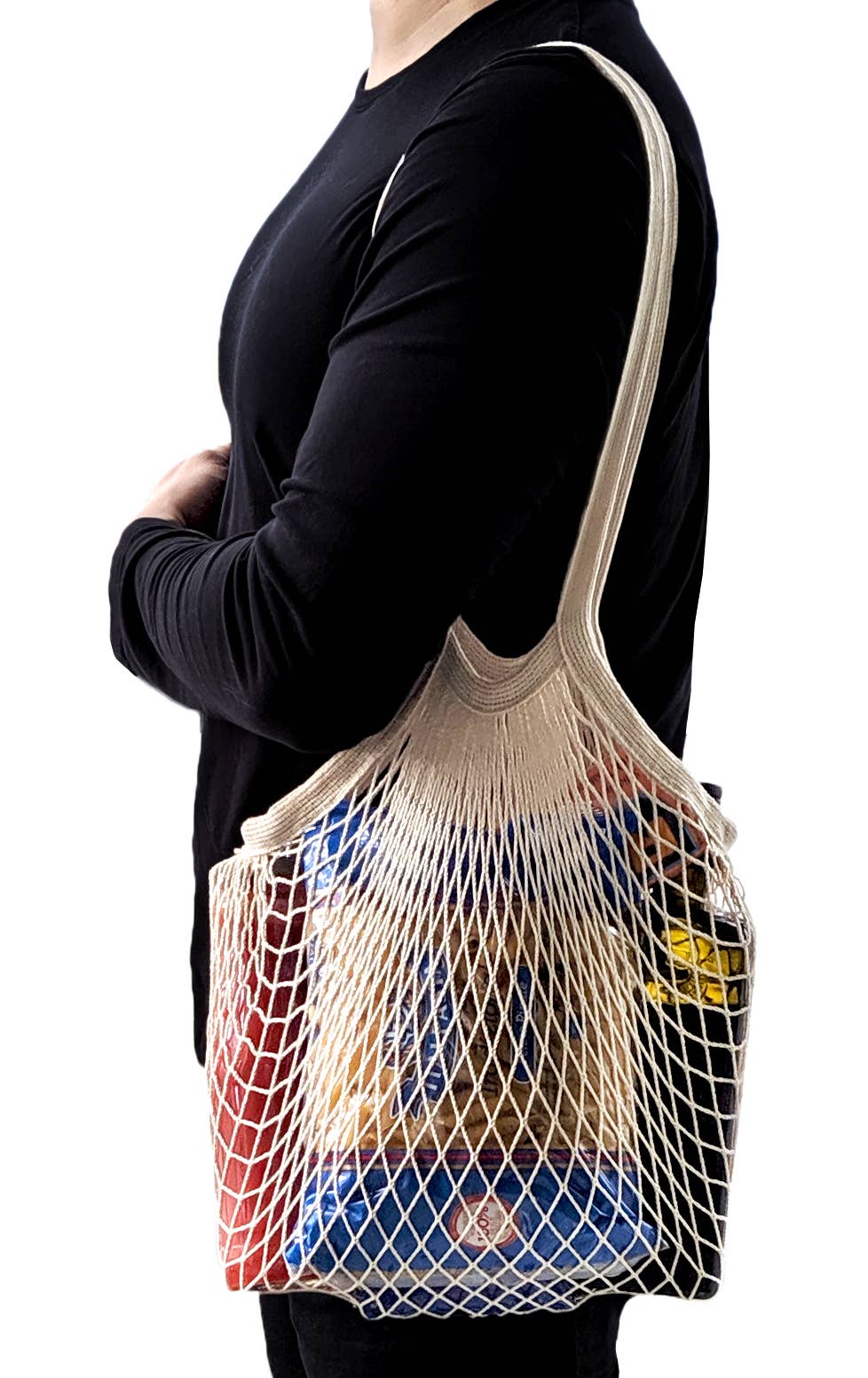 KITCHEN BASICS Mesh Shopping Bag Natural 14x24" Cotton