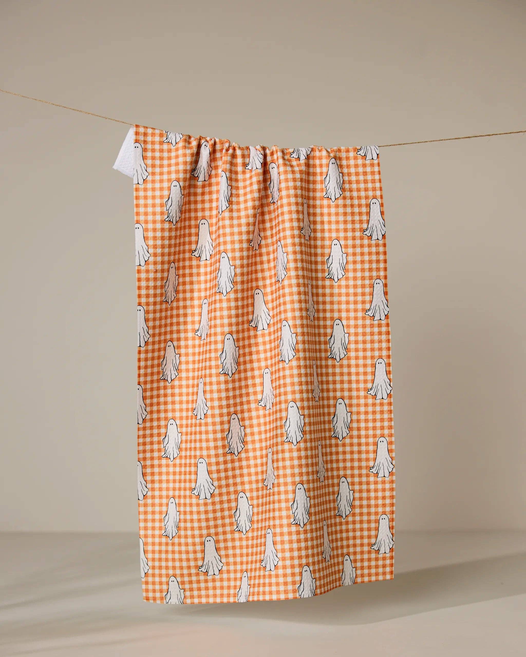 Geometry Gingham Ghosts Tea Towel