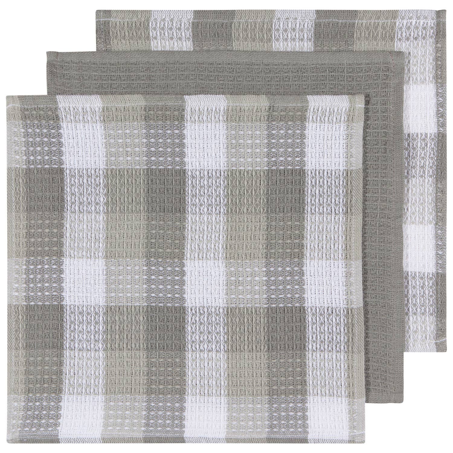 Check London Gray Waffle Dishcloths Set of 3