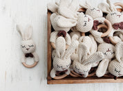 Natural Cotton Crochet Bunny Rattle