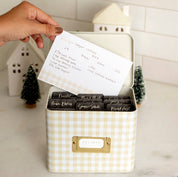 Beige Gingham Tin Recipe Box