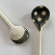 Polka dot small handmade Japanese pottery coffee tea spoon
