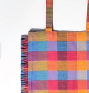 Madras Check Ruffle Tote Bag