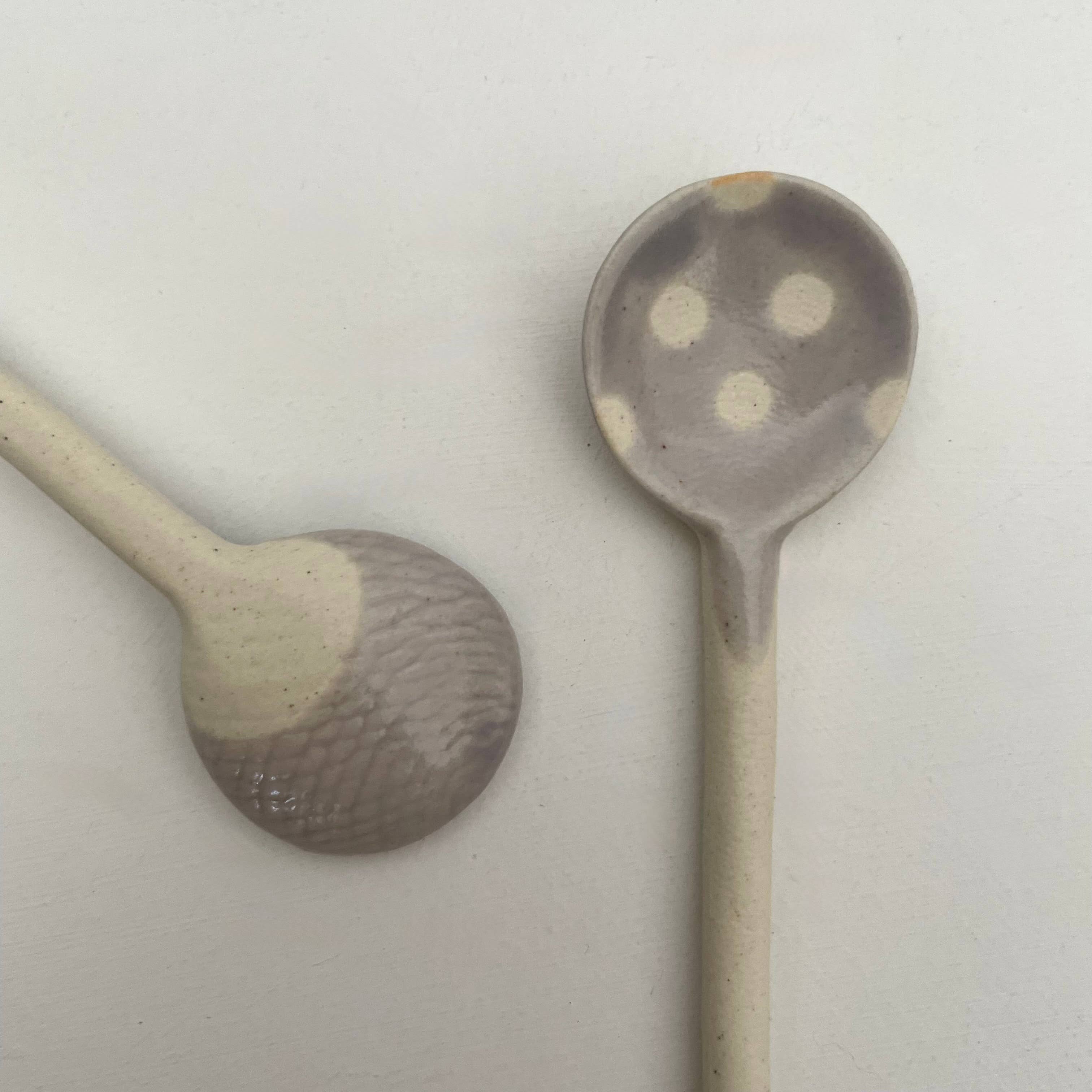 Polka dot small handmade Japanese pottery coffee tea spoon