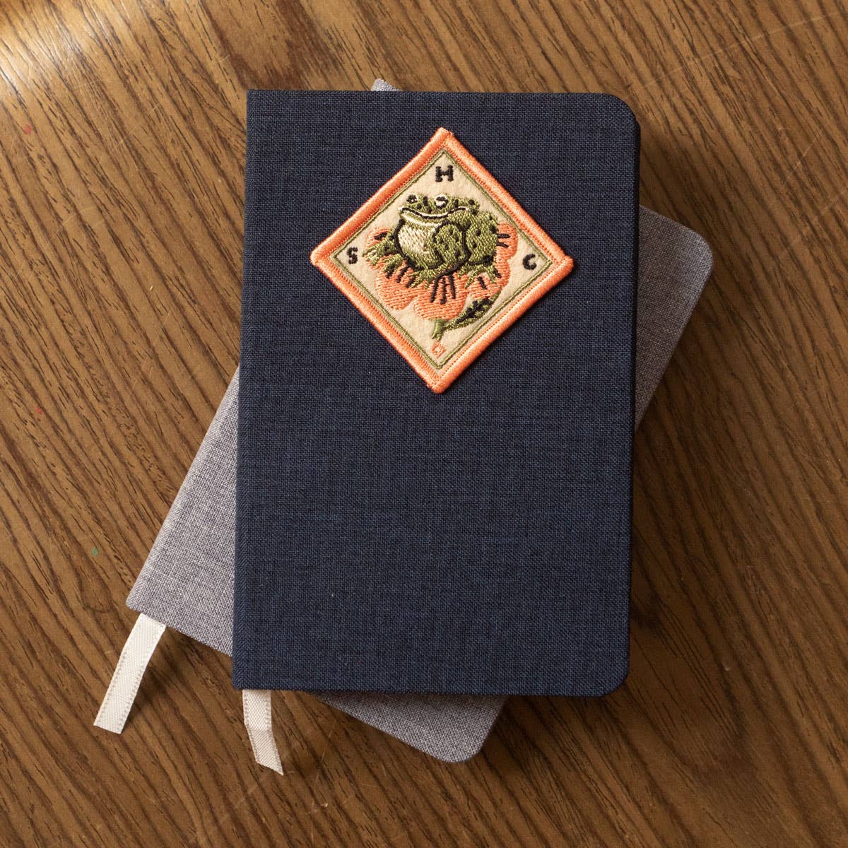 Linen Notebook- Frog With Leaf Umbrella