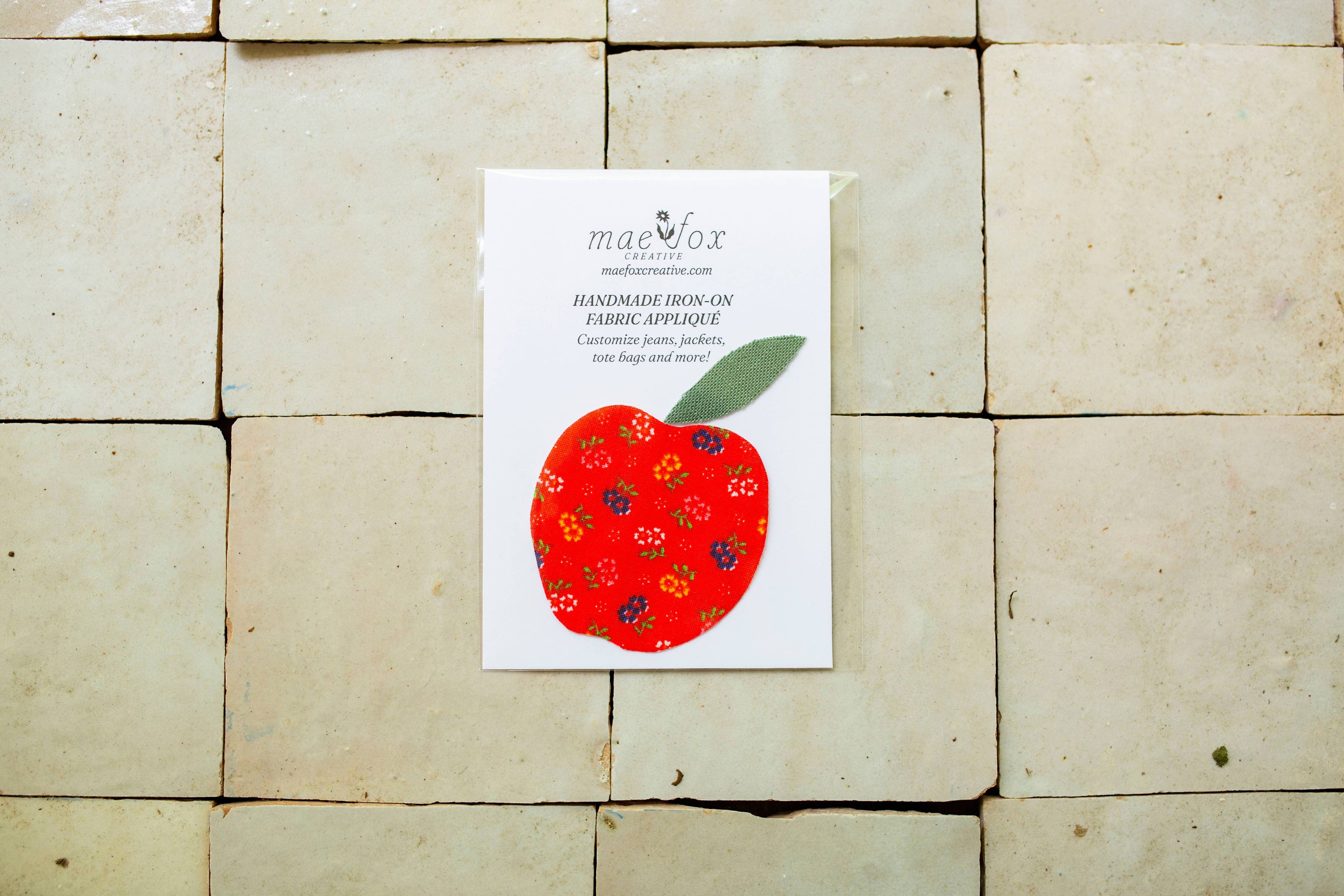 Handmade Iron-On Patch - Apple Approx. 2.5"x2.5" - Limited Fall Edition