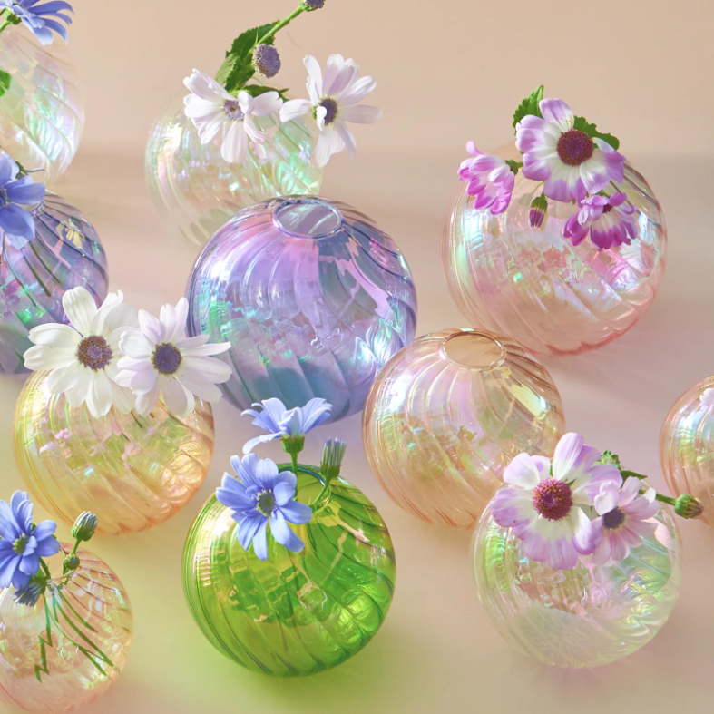 Iridescent Ball Vases