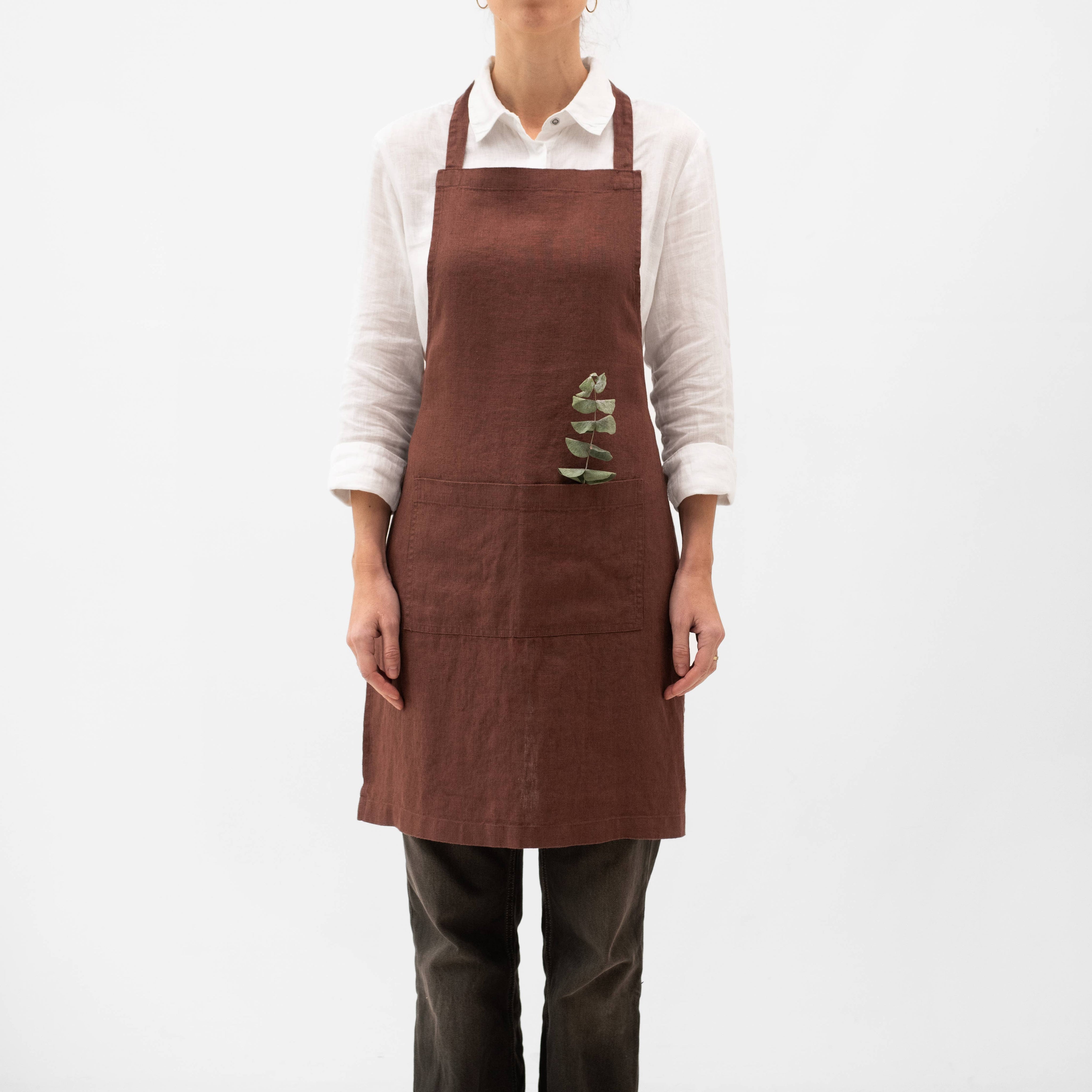 Chocolate Linen Daily Apron