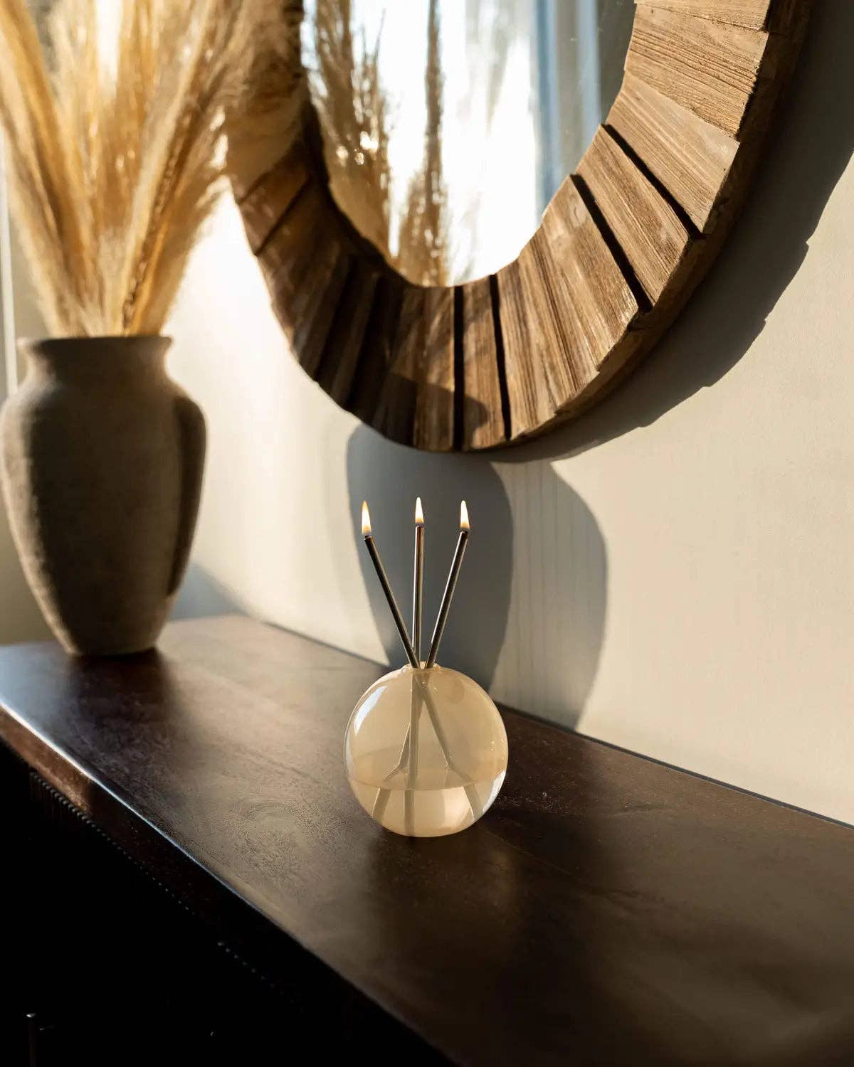 Neva Pampas Glass Vase for Everlasting Candles